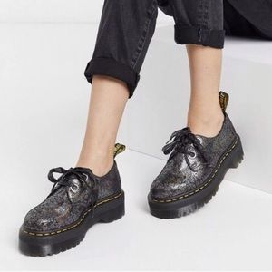 Dr Martens 1461 Faux Fur-Lined Metallic Platform Shoes Sz 7